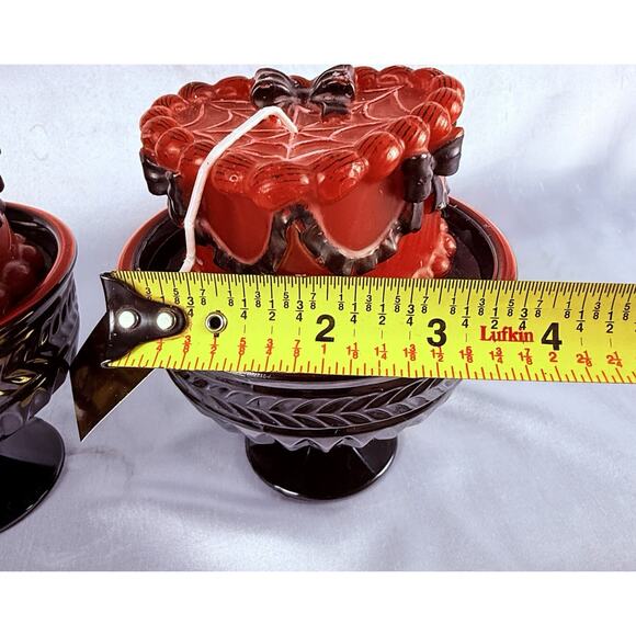 Christian Lacroix Goth Candles Ruby Red Glass Spiderweb Vampire Cake Halloween - Picture 8 of 8